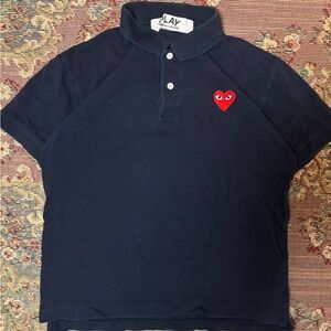 Comme des Garcons Woman Navy Blue Shirt with Red Heart